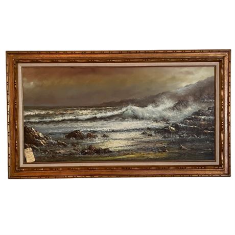 Mid Century "Seascape" Decorator Signed Oil on Canvas