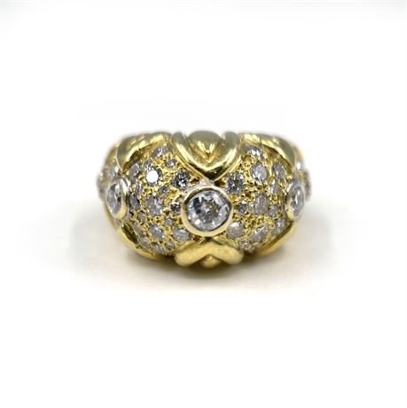 Gold 18K and 2.68 Ct Diamond Domed Cocktail Ring