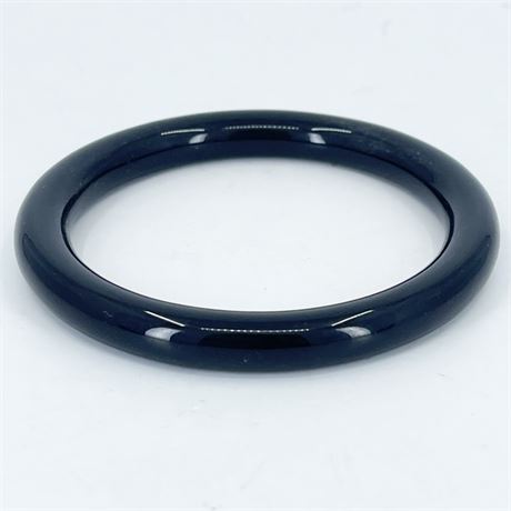 Black Onyx Polished Round Bangle Bracelet