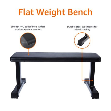 Still in box Amazon Basics Flat Weight Workout Exercise Bench, Black