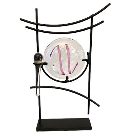 Homer James Yarrito Signed Original Art Glass Gong Sculpture