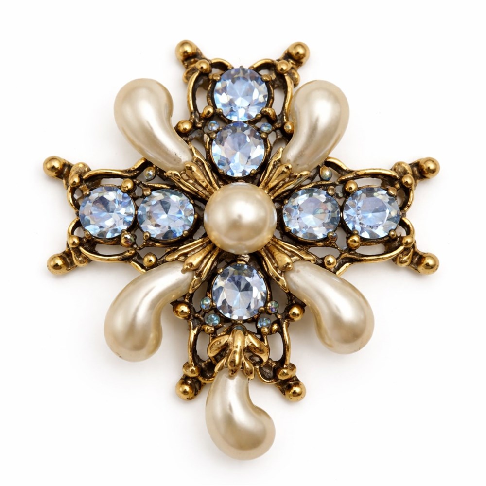 Rust Belt Revival Online Auctions - Vintage Ornate Brooch w/ Blue ...