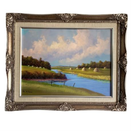 Val McGann Signed Oil Painting of a Countryside
