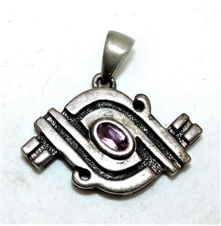 Sterling Silver pendant pink stone