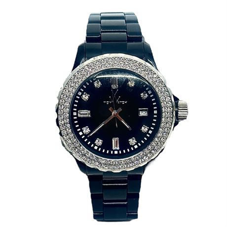 "Toy Watch" Black Plastermaic Watch with Crystal Accents