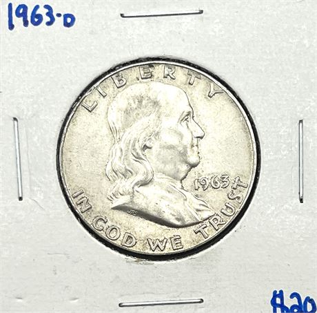 1963 D Silver Franklin Liberty Half Dollar