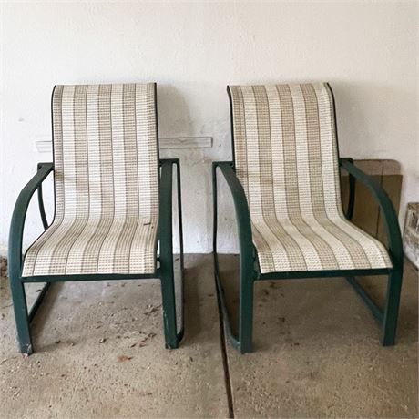 Bid On Everything - Stackable Sling Back Patio Chairs