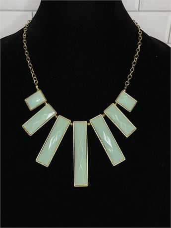 Green Faceted Paddle Bib Necklace