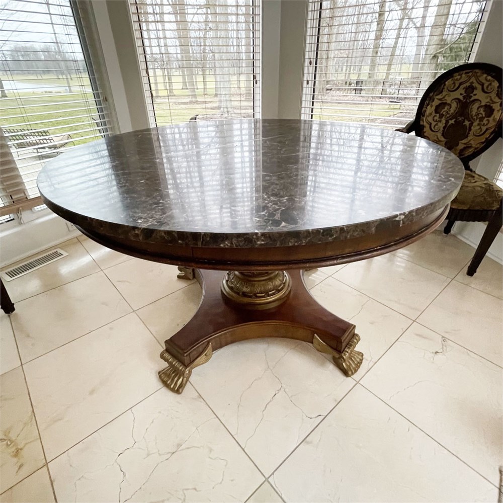 Bid On Everything - Drexel Heritage Regency Style Marble Top Dining Table