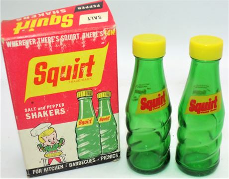 SQUIRT salt pepper shakers & box