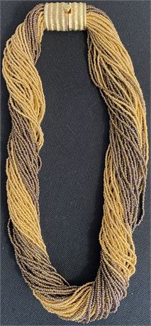 Multi Strand Copper/Gold Tone Beaded Necklace