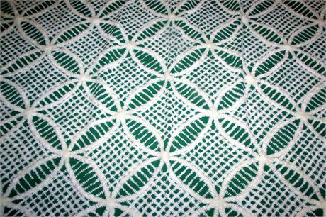 Green White Chenille Bedspread