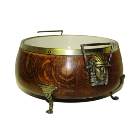 Art Deco Egyptian Revival Wooden Centerpiece Bowl 1920s
