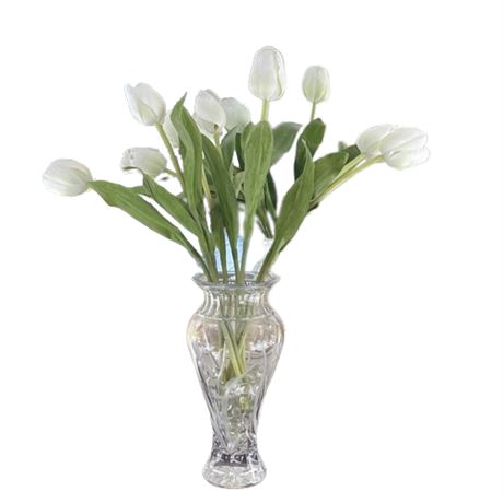 Floral Arrangement in Crystal Etched Vase