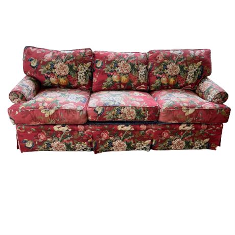 Floral Upholstered Three Cushion Seat Sofa