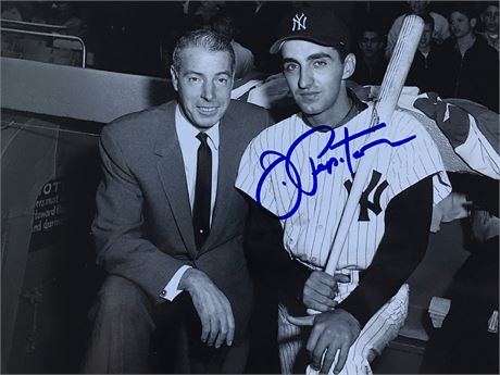 New York Yankees Joe Pepitone with Joe DiMaggio 8x10 Photo Signed by Pepitone