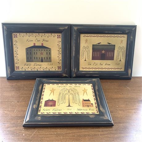 3 Framed Farmhouse Prints - 11x13