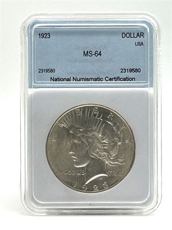 1923 Silver Peace Dollar NNC MS64