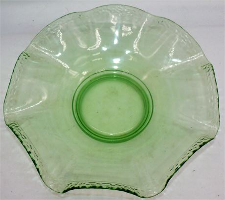 Green glass Vaseline bowl 10 1/2"