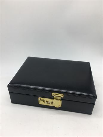 Black Leather Locking Jewelry Box