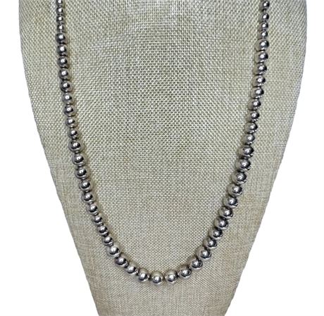 Vintage Silver Tone Metal Bead Necklace