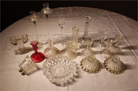 Assorted Candlestick Holders, Vase, and More