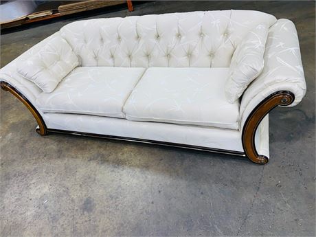 Vintage International Furniture Company Cream Colored Satin Sofa