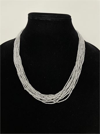 Gray Seed Bead Multi Strand Necklace