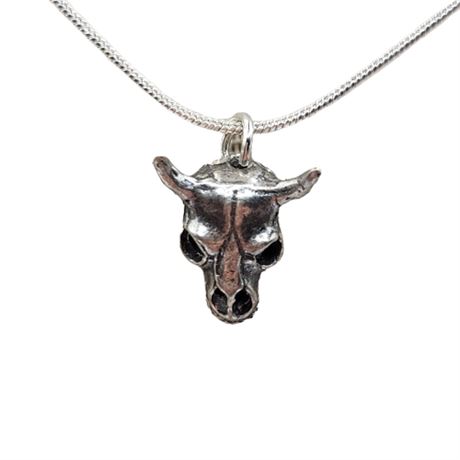 Bull Skull Pendant Necklace