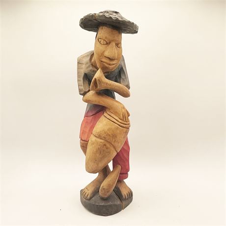 Carved Cuban Bongo Player Statuette