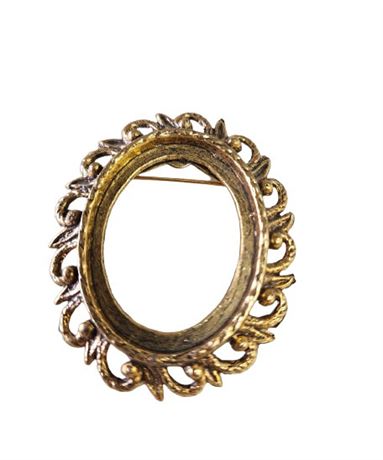 Vintage Gold Tone picture Brooch