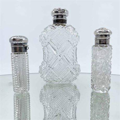 Antique Crystal Cut Vanity Cologne Bottles