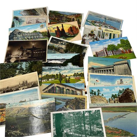Over 20 Vintage Postcards Linen Heavy