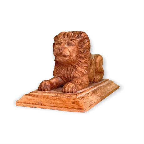 Carved Wood Lion Figure