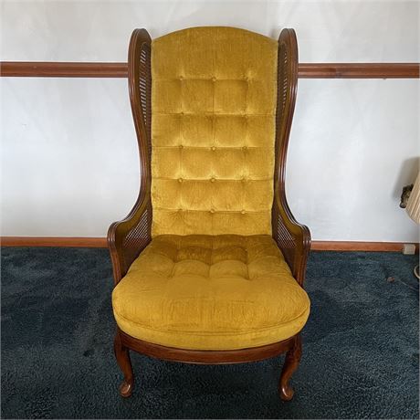 Tufted Wingback Chairs with High Back and Cane Arms