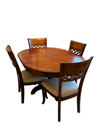Sedlak Furniture Inlaid Dining Table Storable Leaf