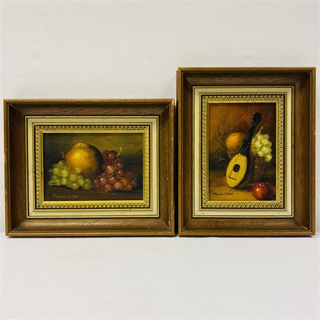 Pair of Frank Lean Still Life Oil on Canvas Paintings - 8 3/4" x 10 3/4"