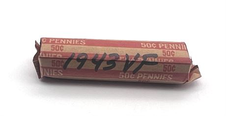 Roll of 50 1943 Lincoln Wheat Pennies