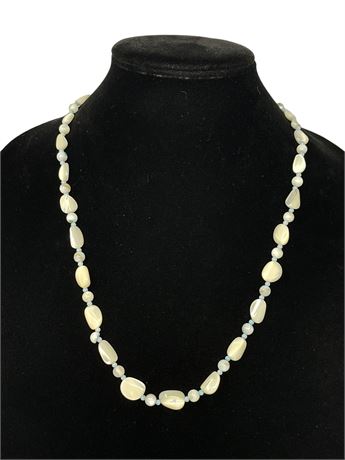 Beautiful White and Blue Bead Necklace