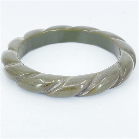 Bakelite Marbled Olive Green Rope Bracelet