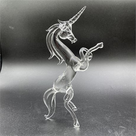 Vintage Art Glass Unicorn Figurine - Large