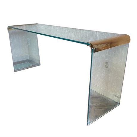 Pace Leon Rosen Brass and Glass Waterfall Console Table