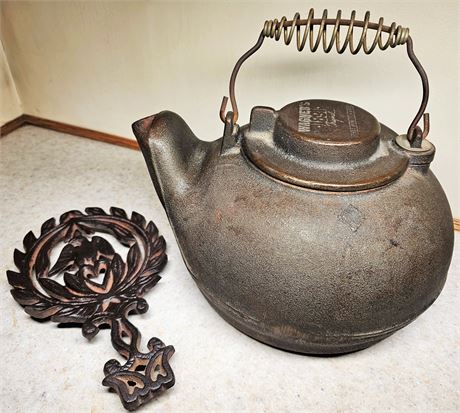 Wagner's Cast Iron Kettle and Cast Iron Trivet