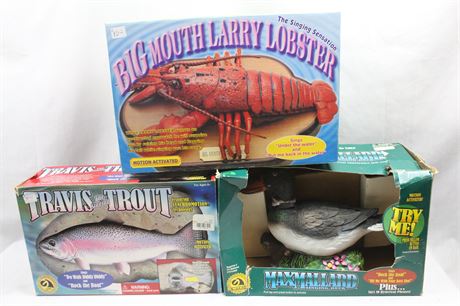 Travis The Trout, Big Mouth Larry Lobster, and Max Mallard
