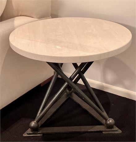 Pair of Stone and Metal Side Tables