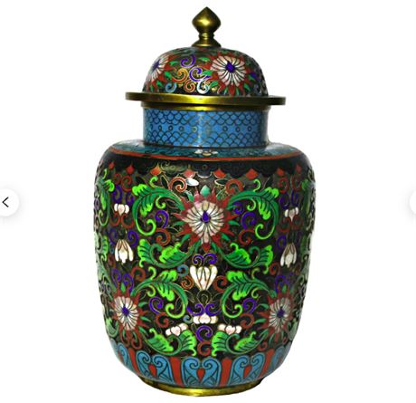 Antique Chinese Cloisonne Champleve Vase