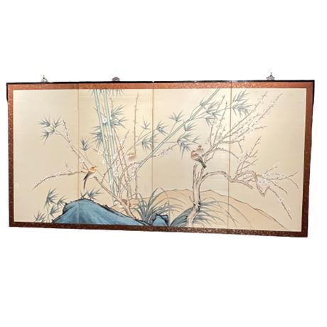 Vintage Chinese Silk Screen Paneled Art