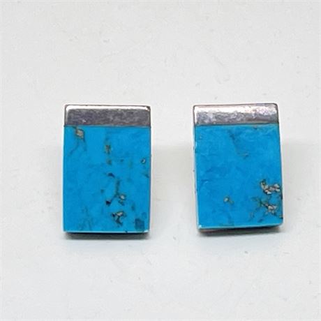 Sterling and Turquoise Pierced Earrings