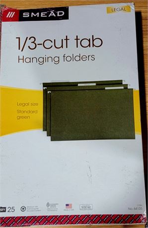 Box of (25) new Smead 1/3 cut tab hanging file folders