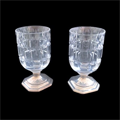 Vintage Crystal Cordial Glasses, Pair